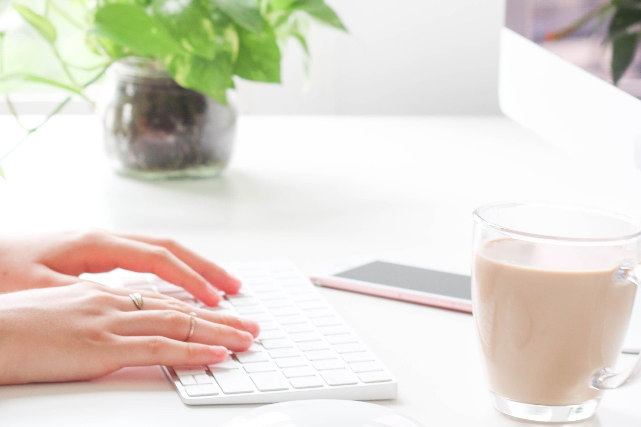 working on the computer